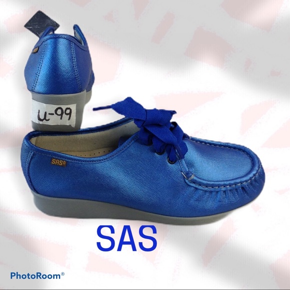 SAS Bounce Moc Toe Wedge Bluebird Leather - Picture 3 of 6